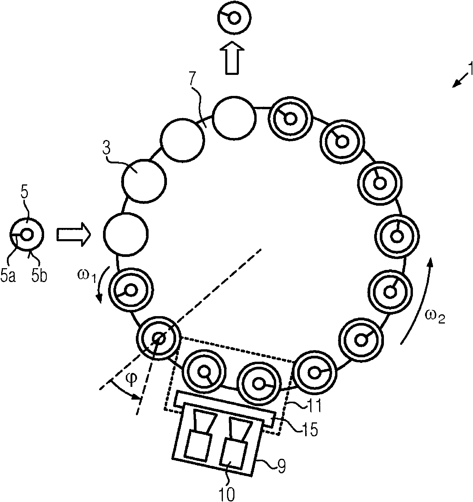 Device and method for aligning containers, in particular bottles, in a labelling machine