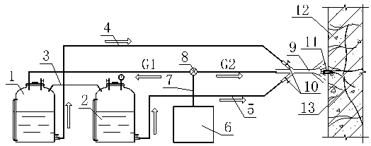 Double-fluid single-system air pressure energy storage grouting machine and grouting process