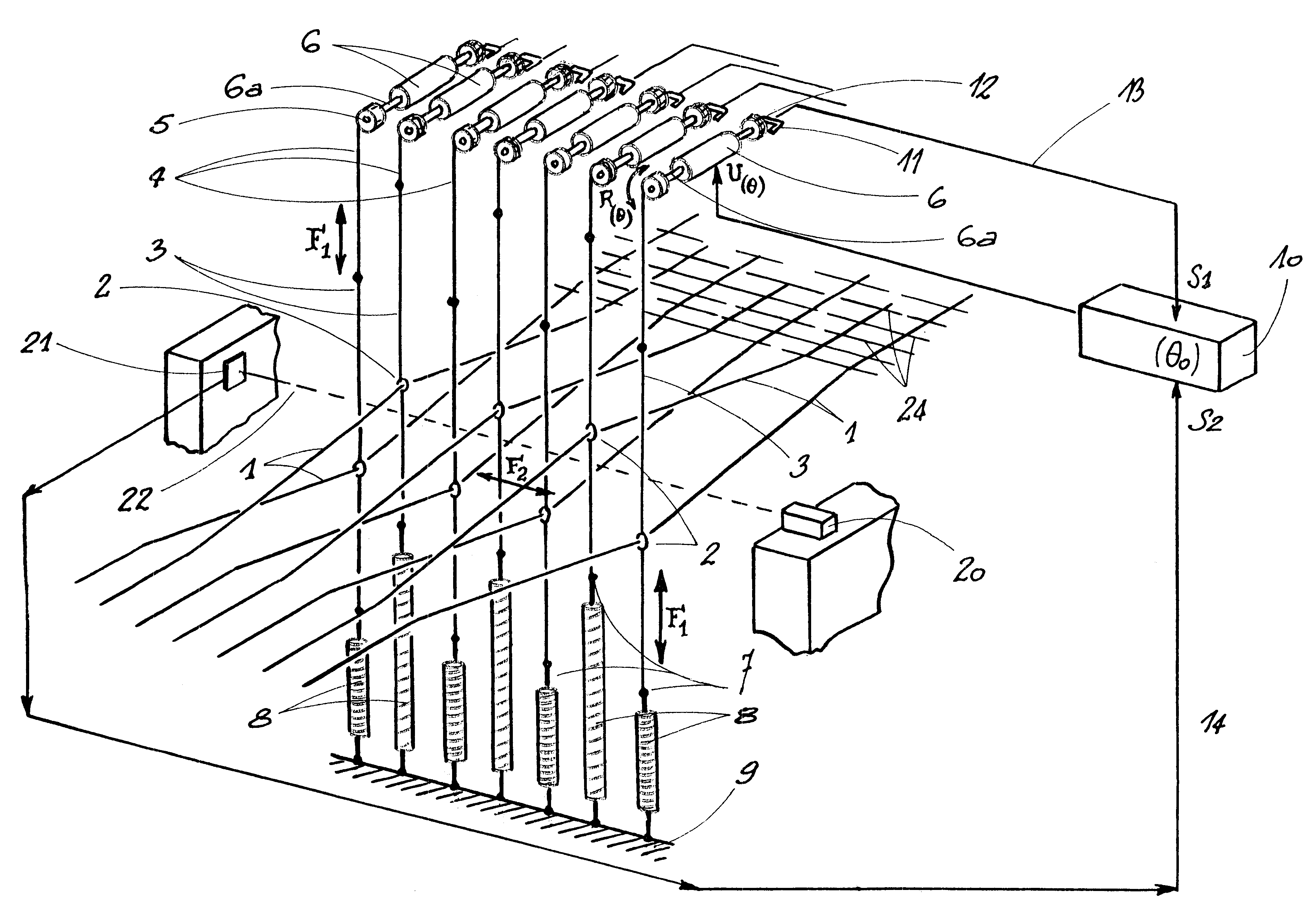 Process and device for positioning weaving loom warp yarns