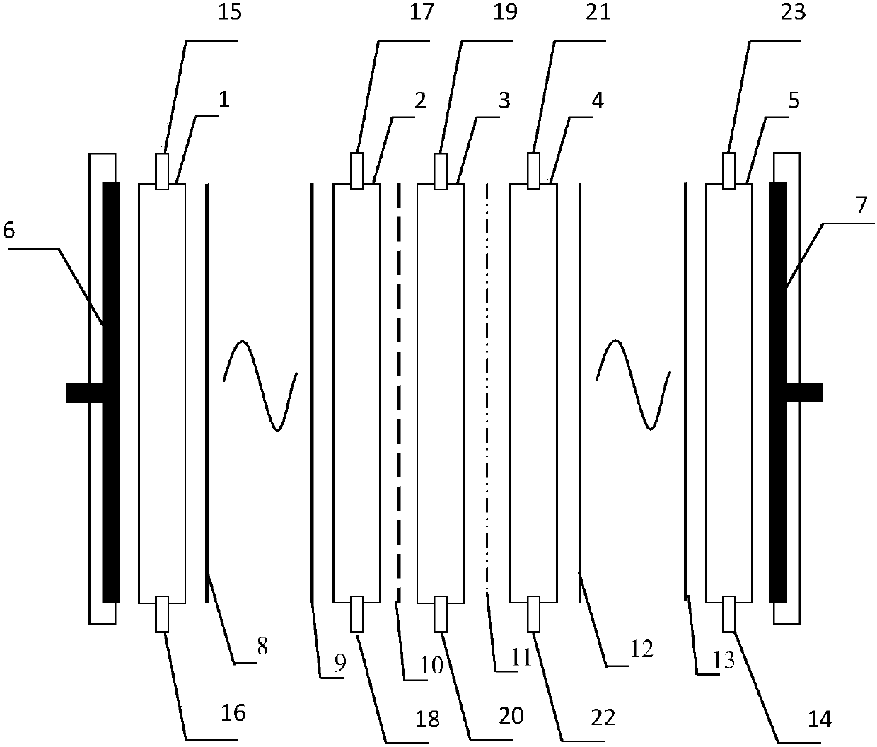 Electrodialysis electrolyte separating and concentrating device used for ion electrolyte separating and concentrating