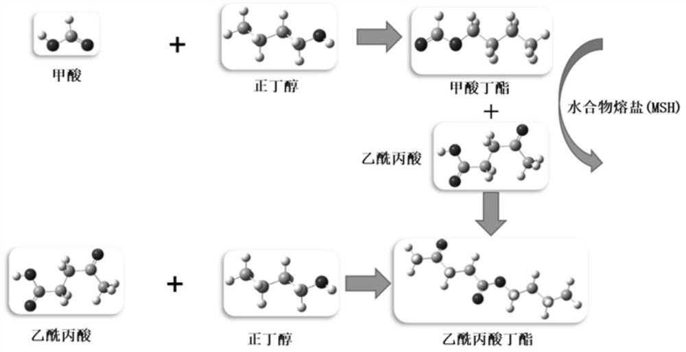 Method for separating formic acid and levulinic acid from hydrate molten salt