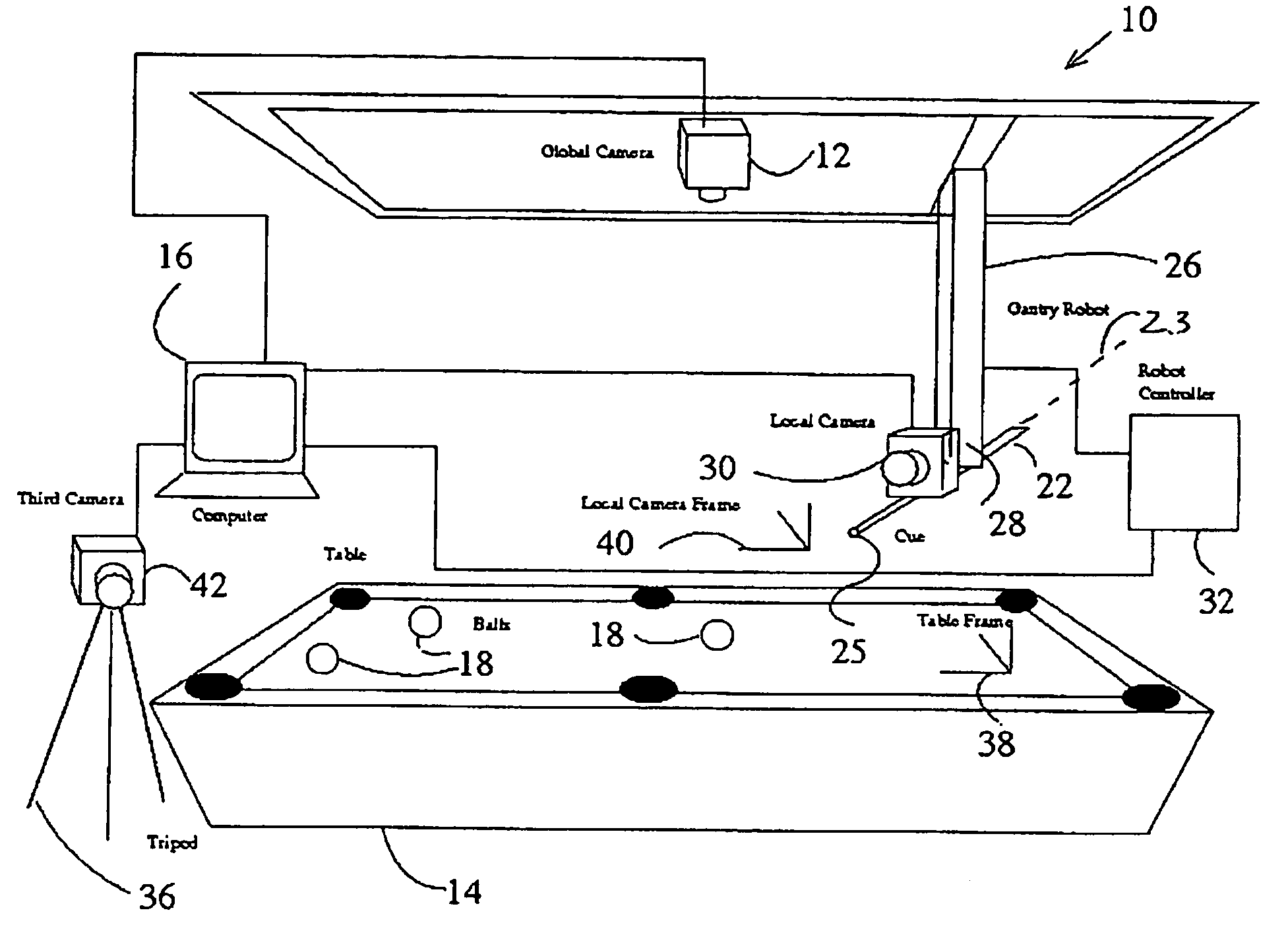 Method and apparatus for positional error correction in a robotic pool systems using a cue-aligned local camera