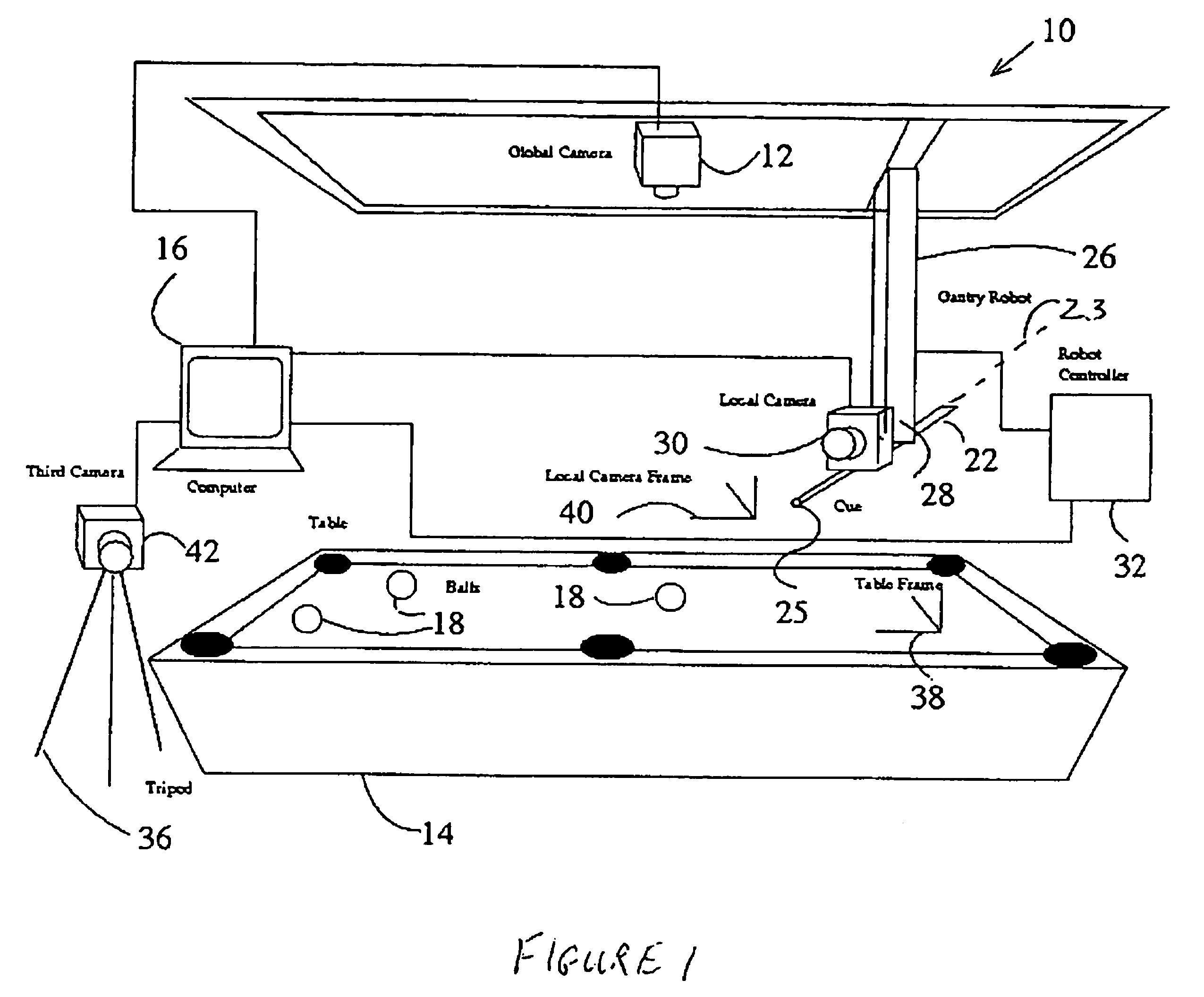 Method and apparatus for positional error correction in a robotic pool systems using a cue-aligned local camera