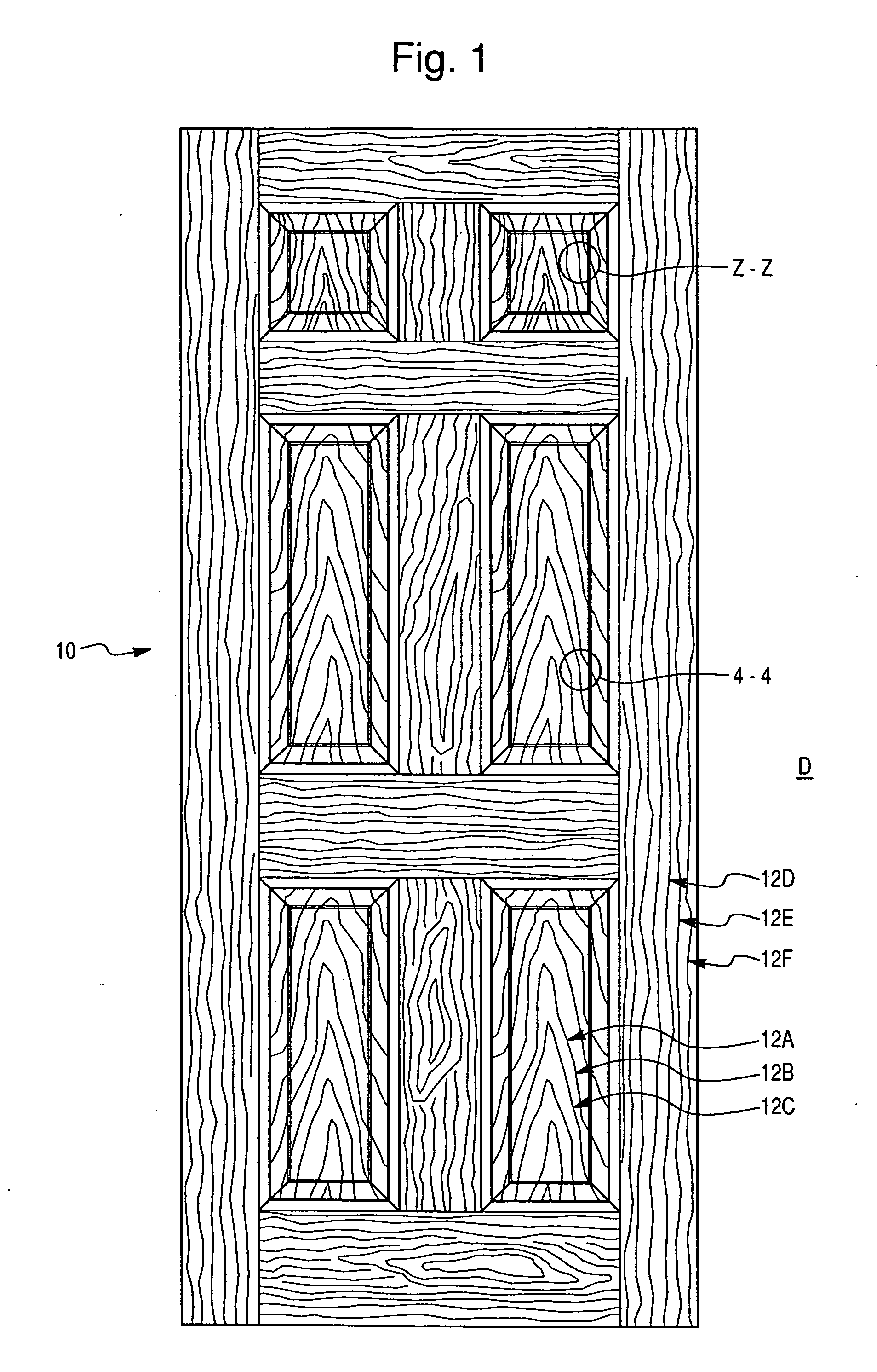 Door skin, a method of etching a plate for forming a wood grain pattern in the door skin, and an etched plate formed therefrom