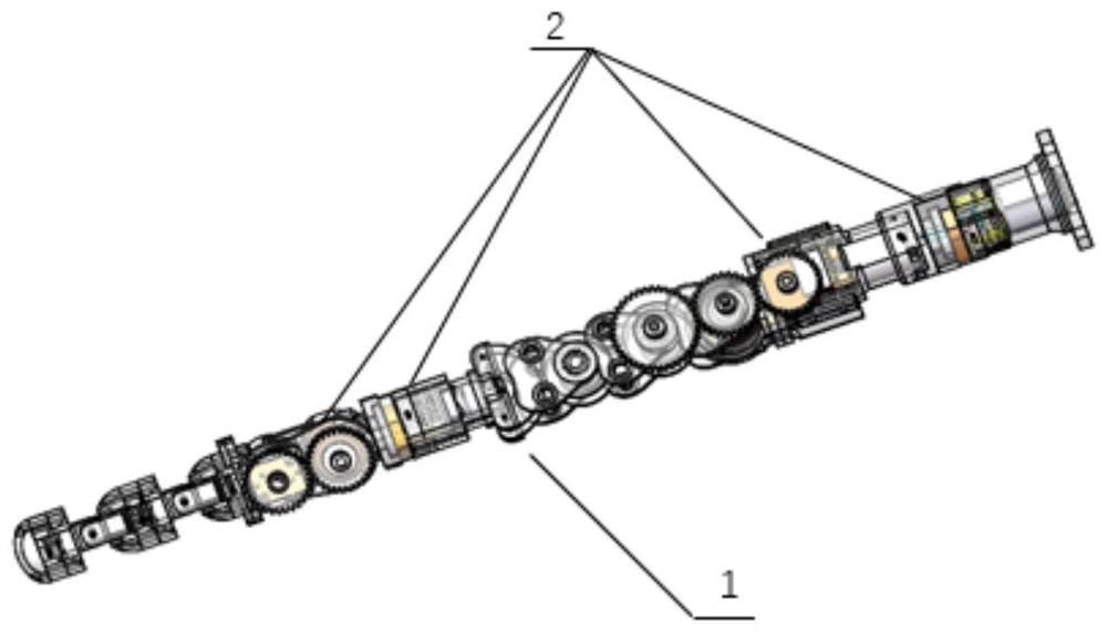 Small flexible driving snakelike mechanical arm