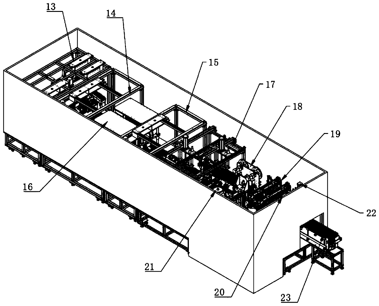 Full-automatic liquid injection sealing glue cleaning production line for square power battery