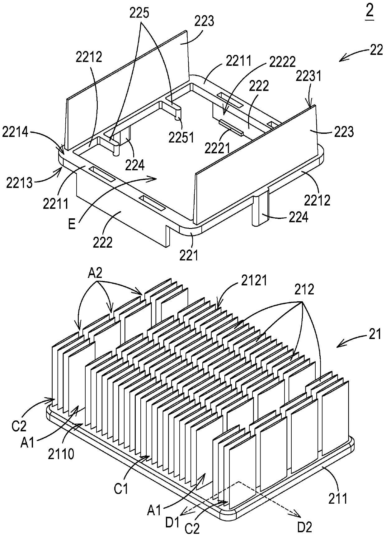 Fastening components with low wind pressure loss, heat dissipation components and combined structure with chipset