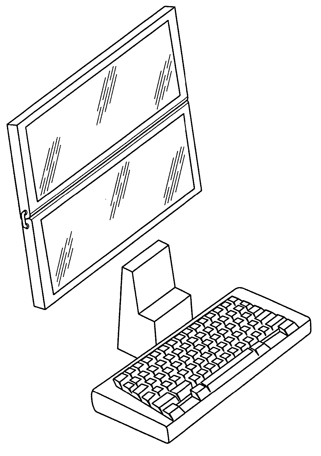 Portable computer for dual, rotatable screens