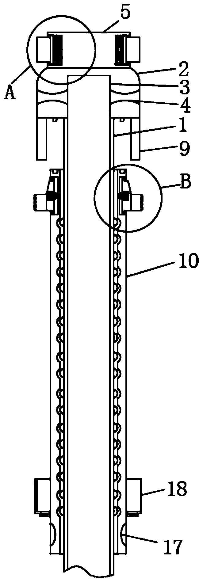 Electrostatic spraying device for inner walls of guardrails made of zinc-steel pipes