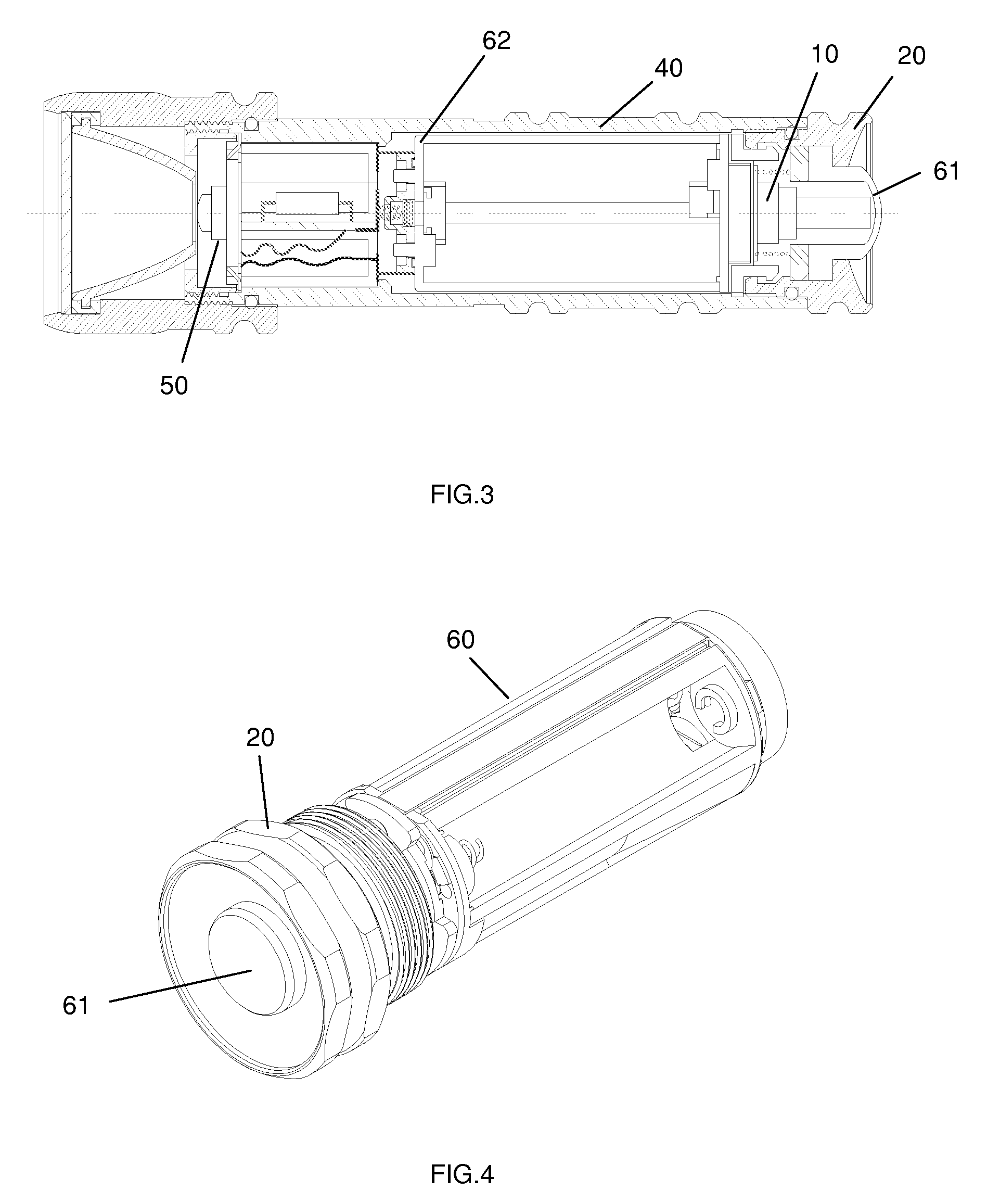 Flashlight with battery cartridge assembly