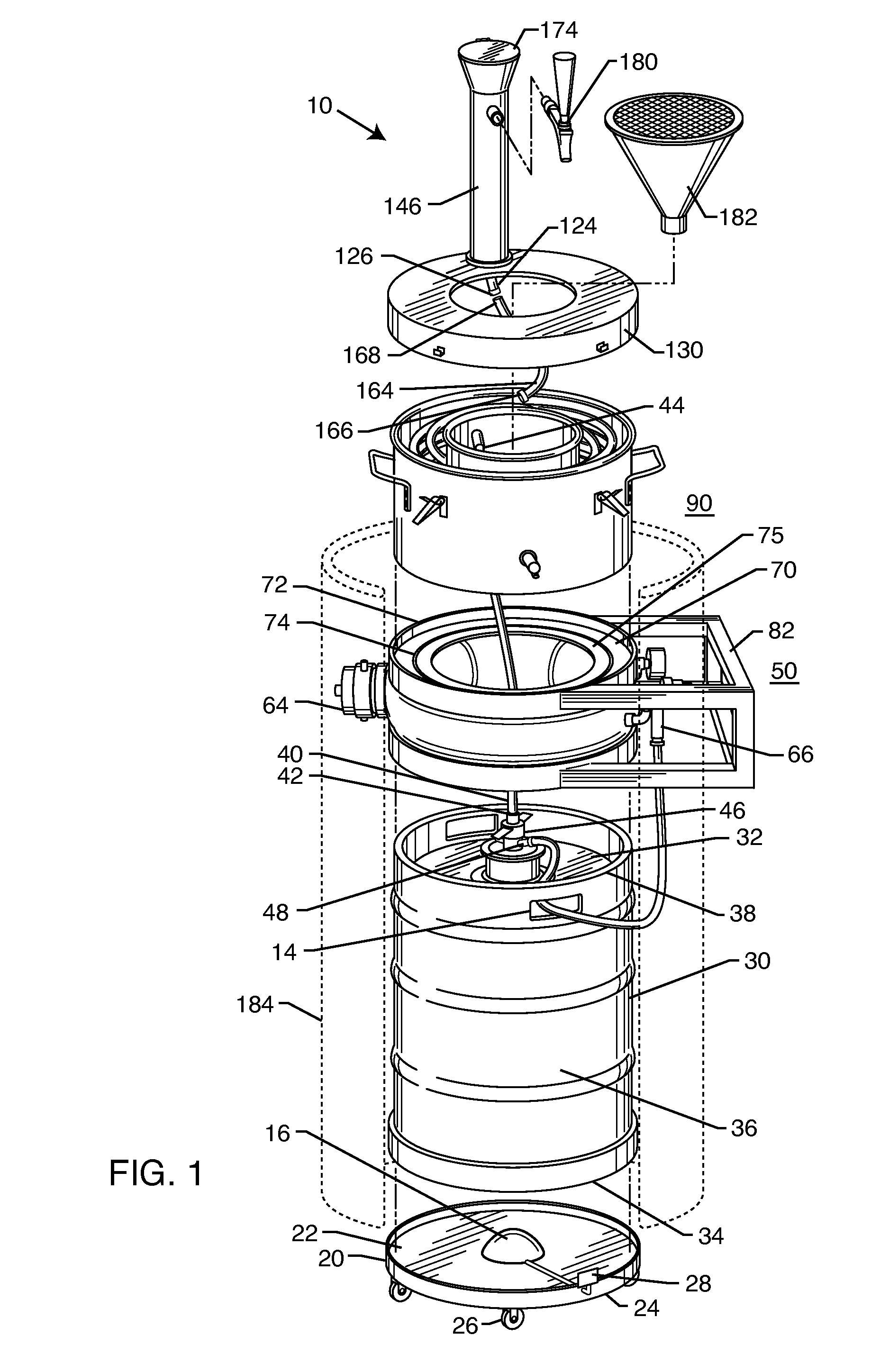 Cooling, carbonation and dispensing system for a liquid in a keg