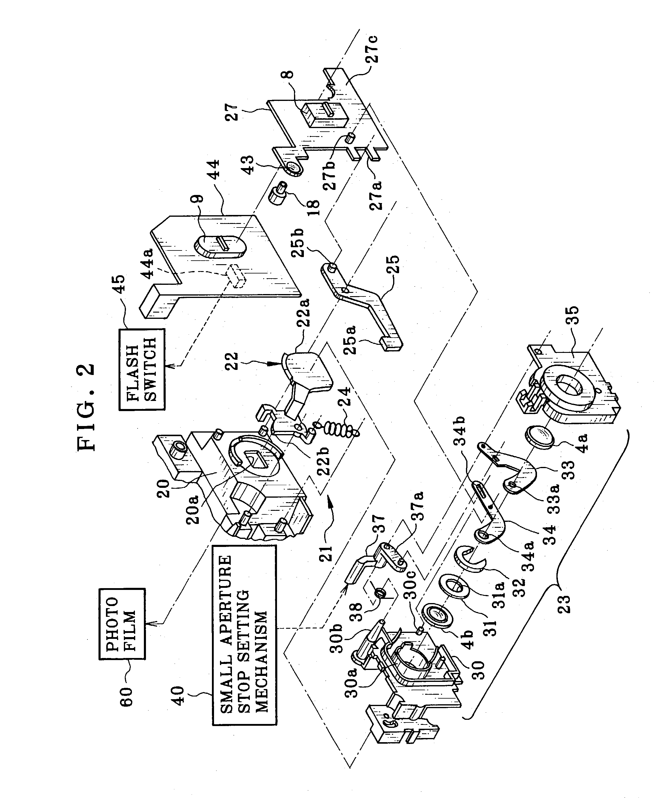 Lens-fitted photo film unit having aperture stop device