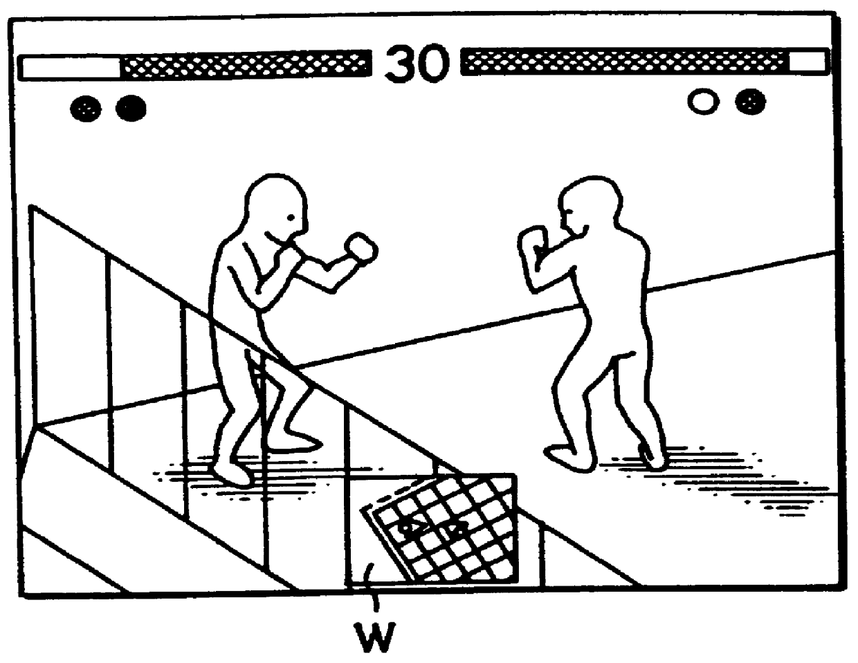 Fighting-type television game machine and a storage medium for storing a program of such a game