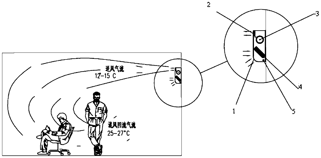 Wall-mounted air conditioner with air supply at upper part and air return at lower part