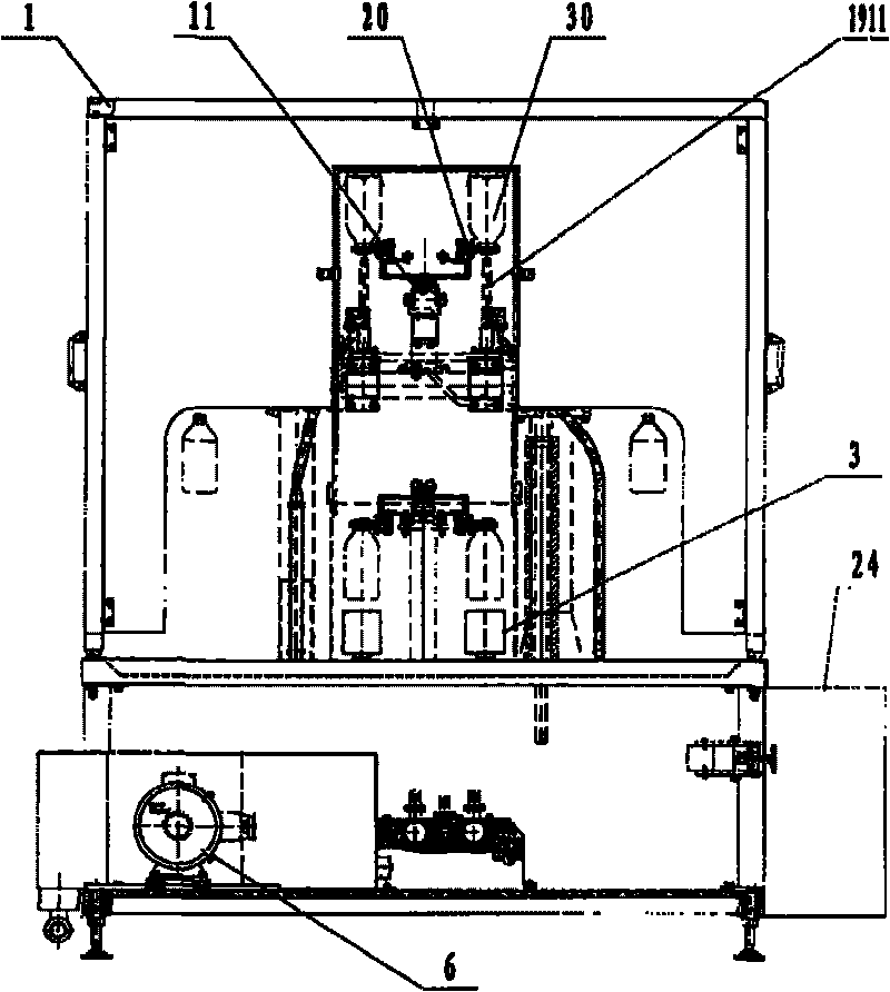 Line type supersonic wave bottle cleaning machine with separating bottle-in apparatus