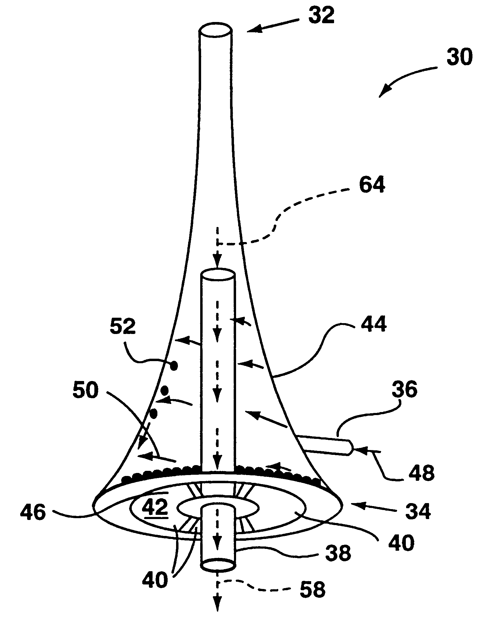 Cyclone separator having a variable longitudinal profile