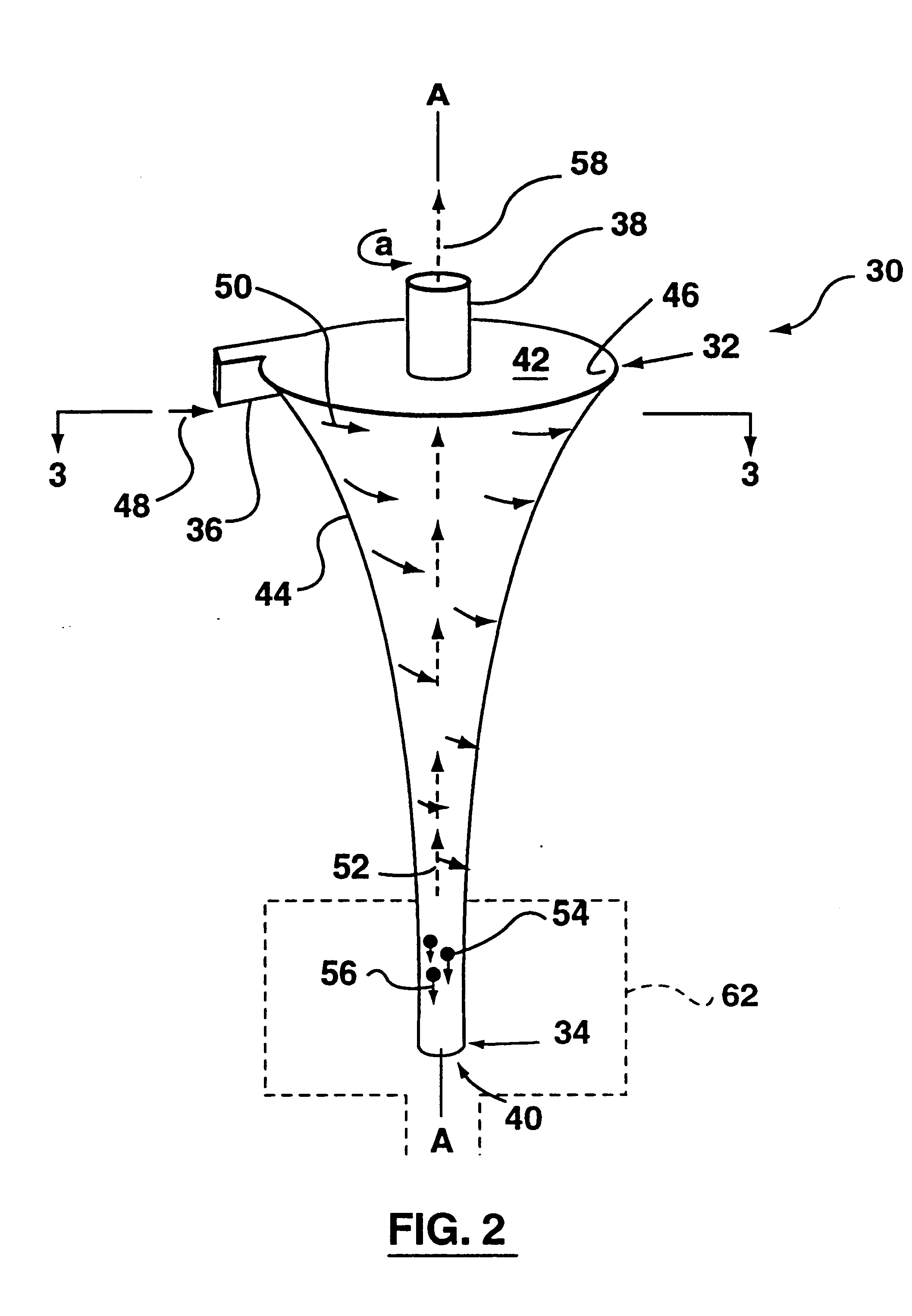 Cyclone separator having a variable longitudinal profile