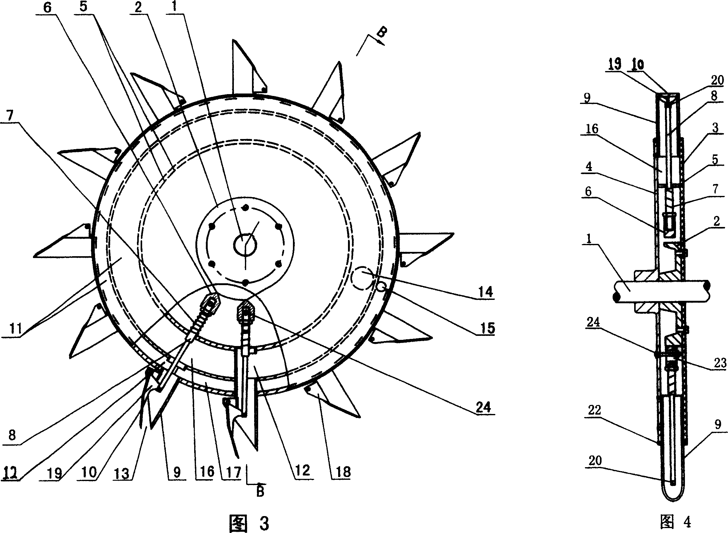 Steering wheel type dibbler for separately hole sowing fertilizer