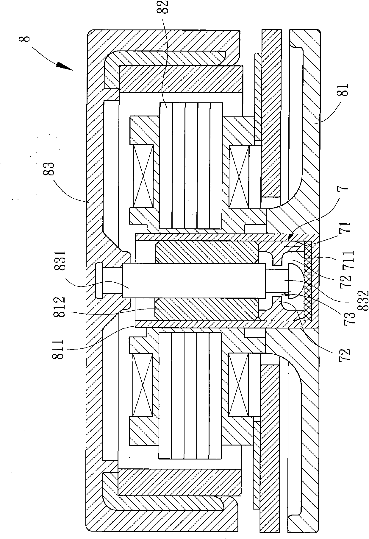 Retaining ring of mandrel of motor