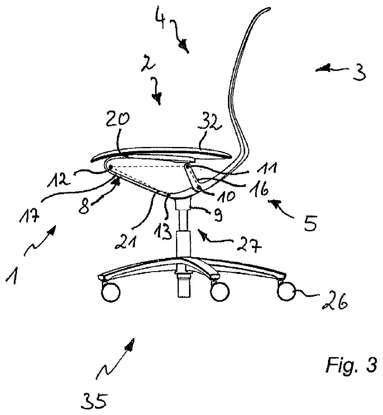 Chair,Particularly Conference or Office Chair, and Method for Manufacturing a Chair