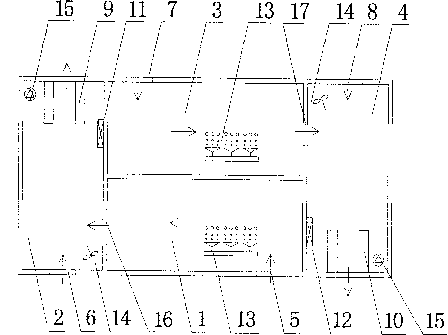 Waste water treating process of circulation sequence batched active sludge and its active sludge reactor