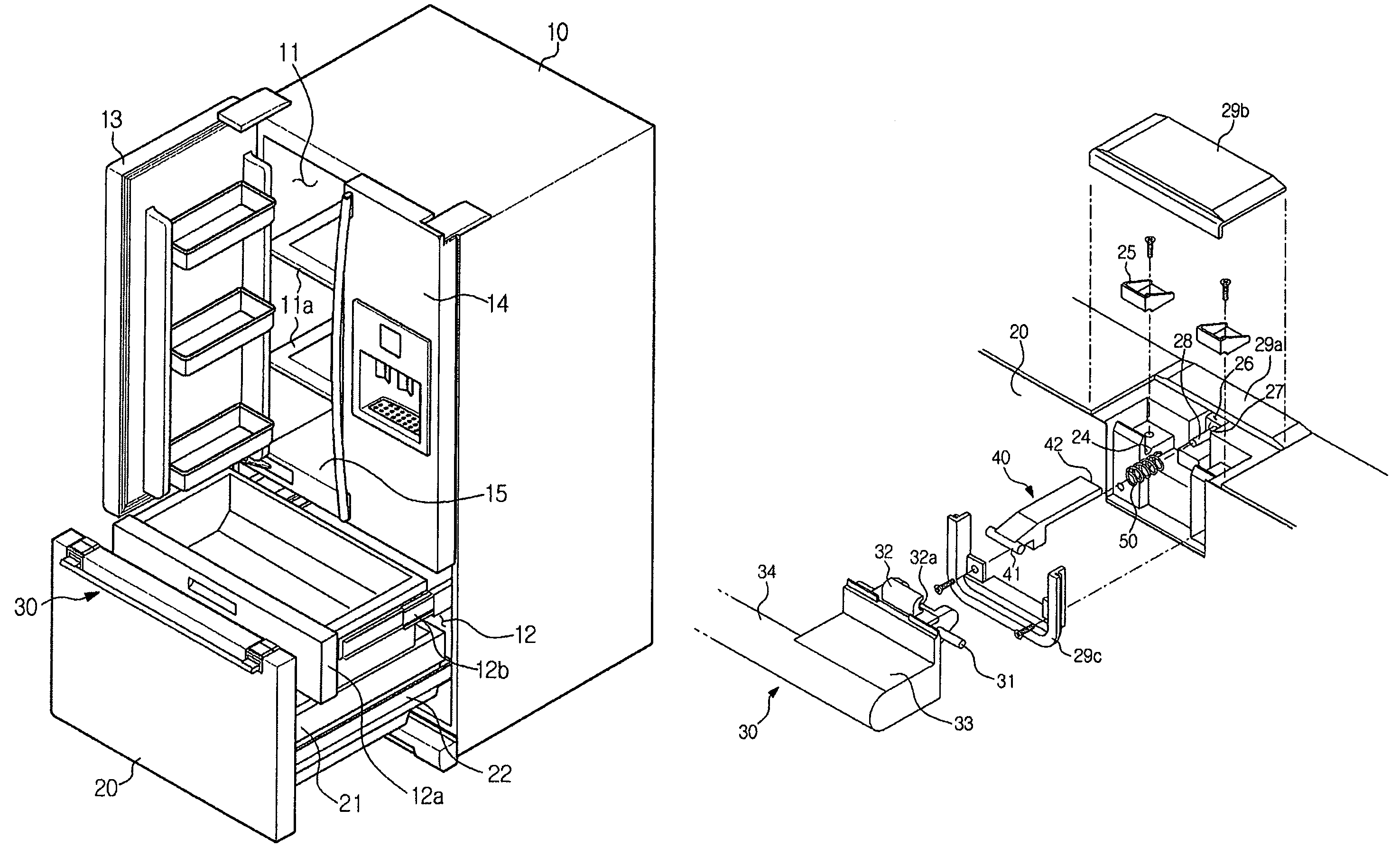 Refrigerator with door opening device