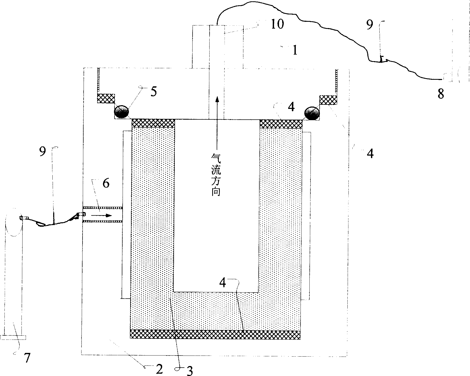 Annular detecting instrument for concrete gas seepage coefficient and detecting method