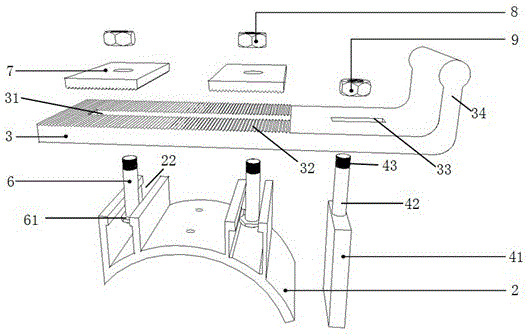 Dry-hanging system for decoration material with curved surface adjustable