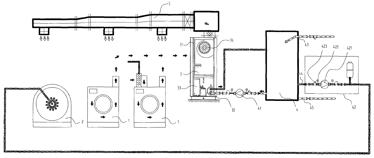 System for recovering total heat of waste damp and hot air and method