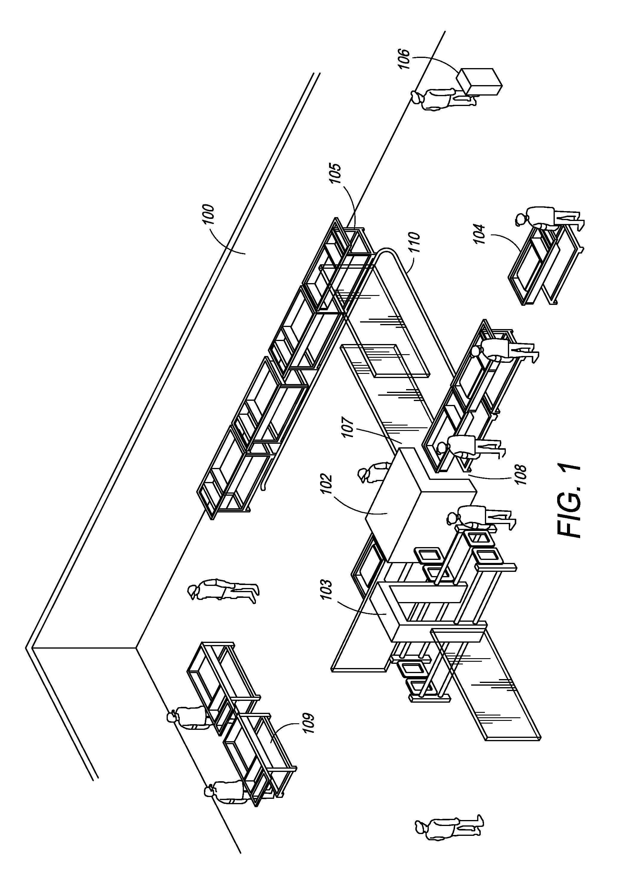 Integrated carry-on baggage cart and passenger screening station