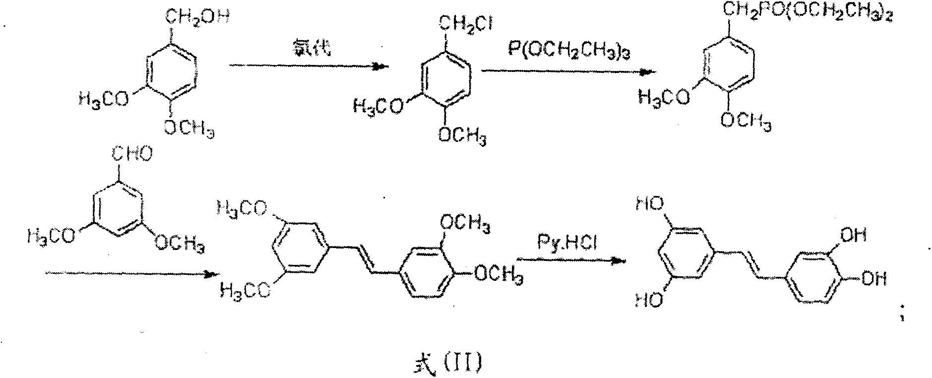 Method for synthesizing stilbenoids by hydrochloric acid heterogeneous chlorination