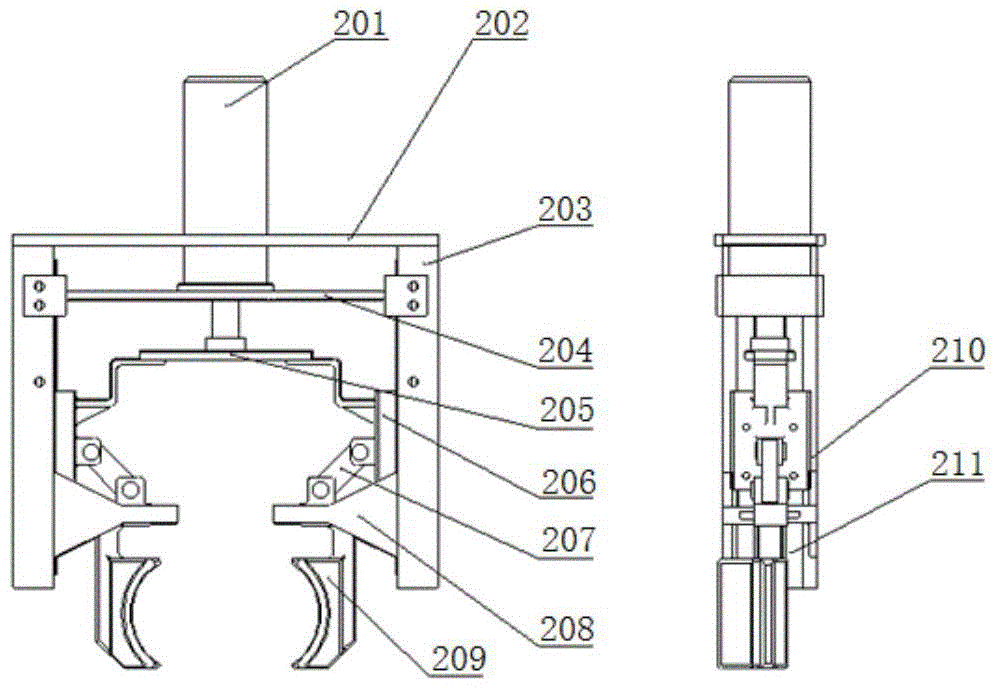 Material grabbing, lifting and translation device for truss truck