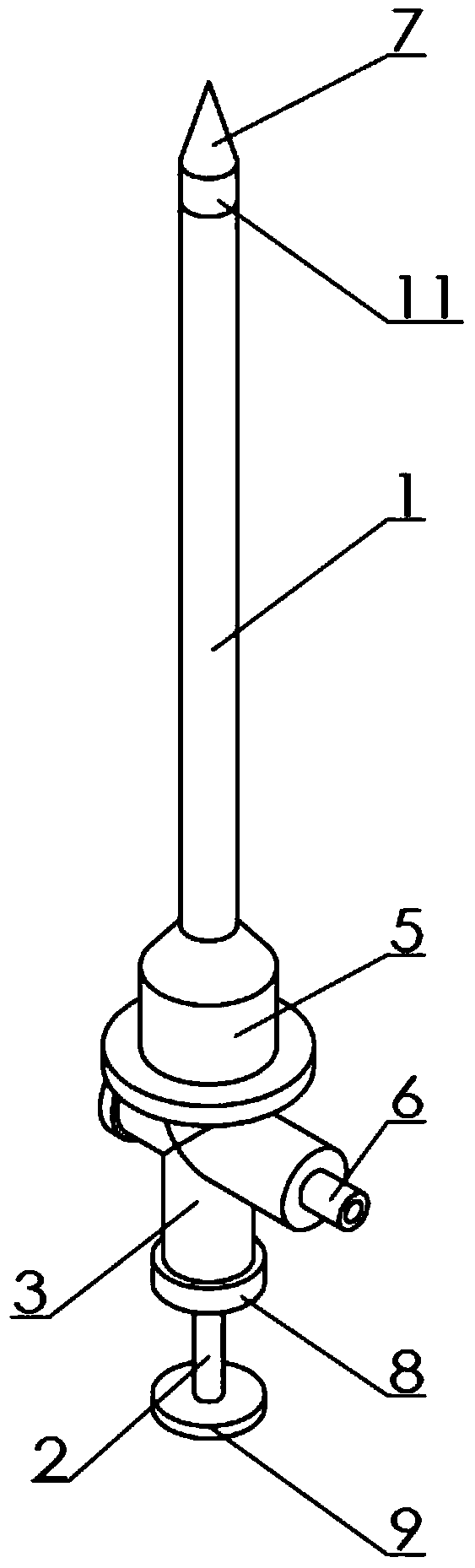 Coaxial push-in tree injection set