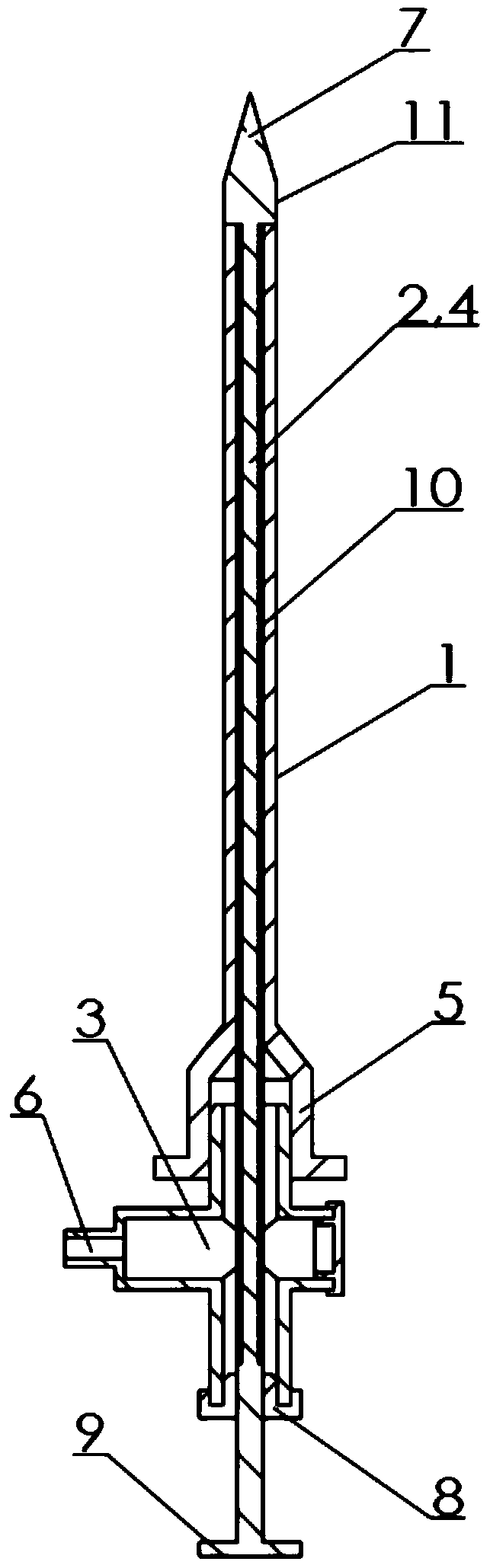 Coaxial push-in tree injection set