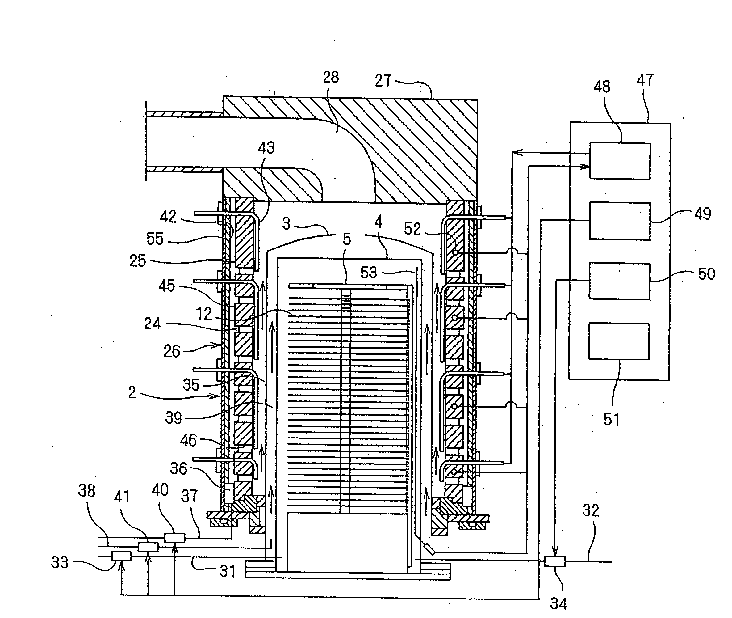 Substrate processing apparatus, heating apparatus for use in the same, method of manufacturing semiconductors with those apparatuses, and heating element supporting structure