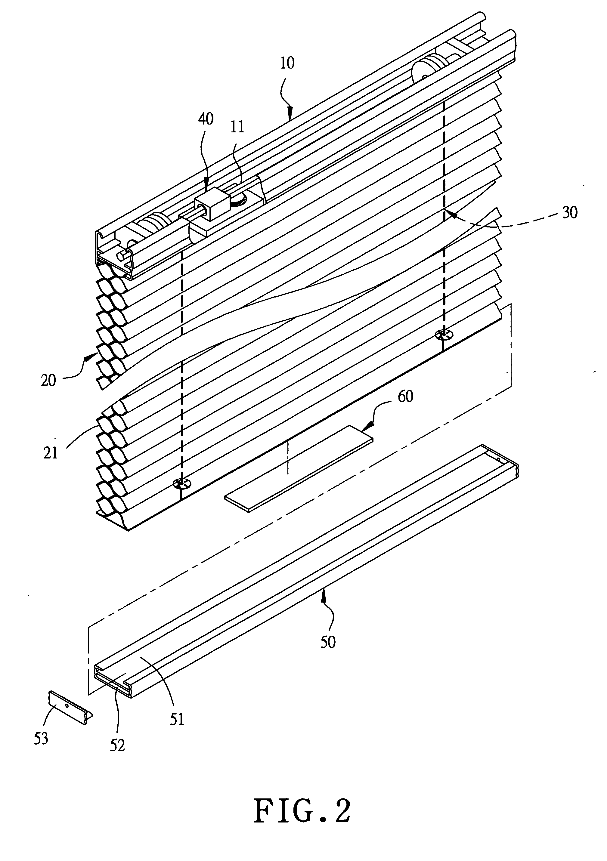 Equilibrium device for a blind without pull cords