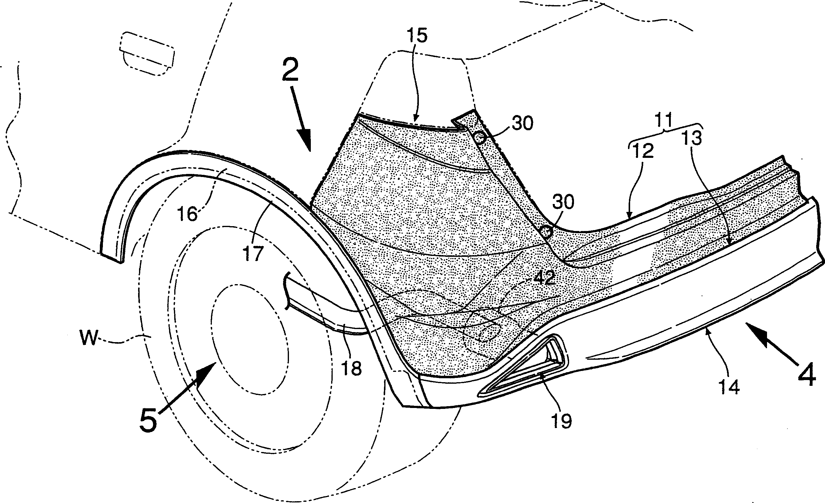 Structure for fixing wheel arch molding