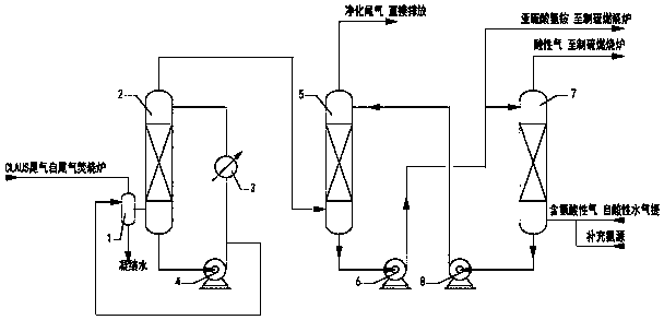 Sulfur tail gas purifying device and technology