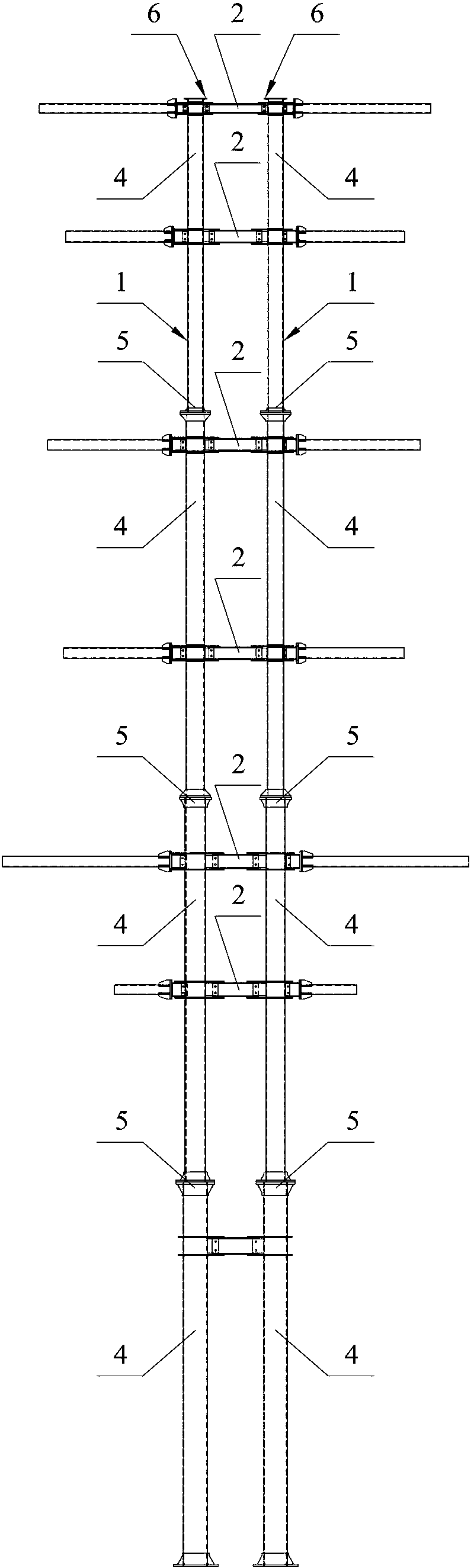 Three-column steel pipe tower