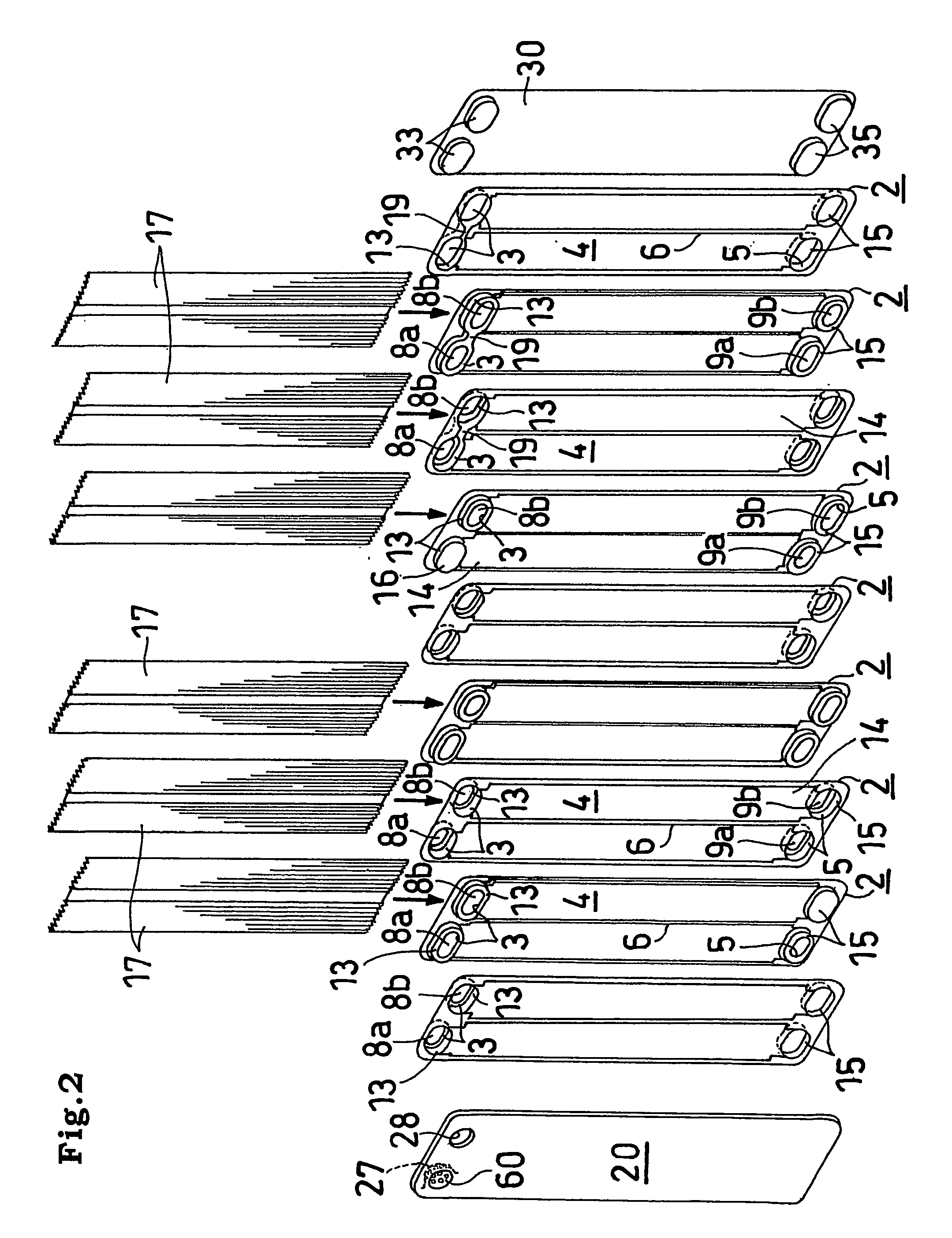 Layered heat exchanger, layered evaporator for motor vehicle air conditioners and refrigeration system