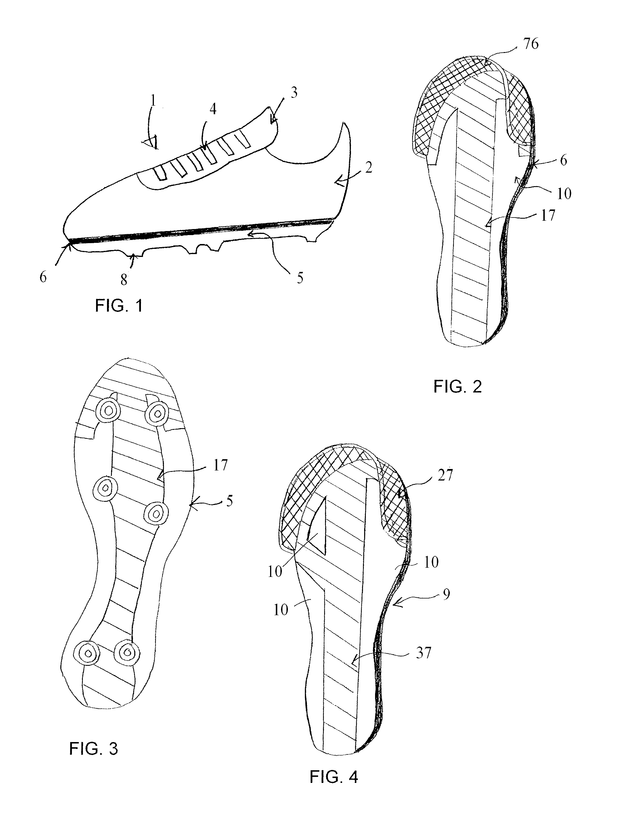 Soccer shoe component or insert made of one material and/or a composite and/or laminate of one or more materials for enhancing the performance of the soccer shoe