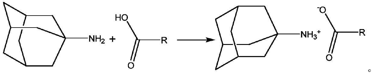 Amantadine organic acid ion salt as well as preparation method and application thereof