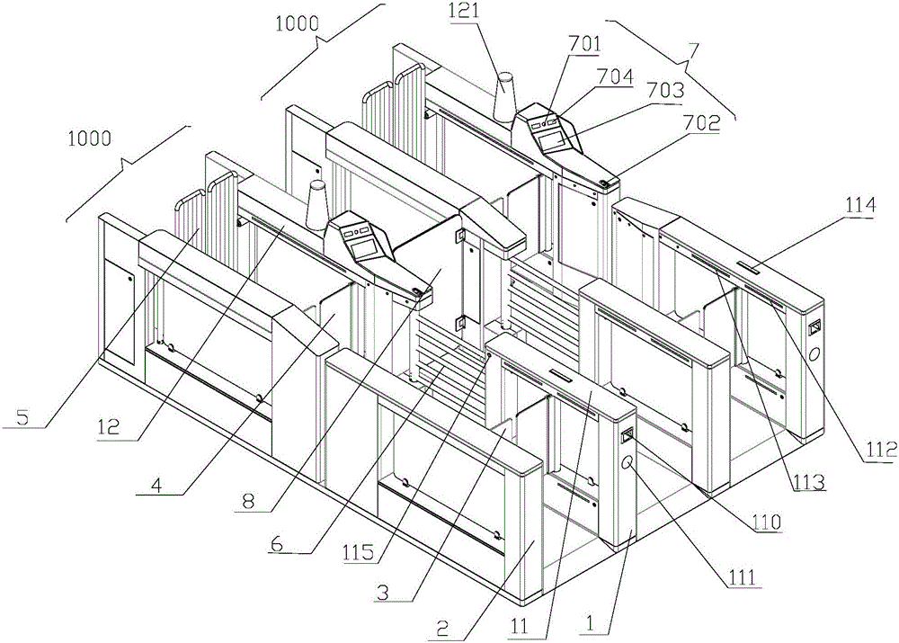 Gate machine and gate machine set