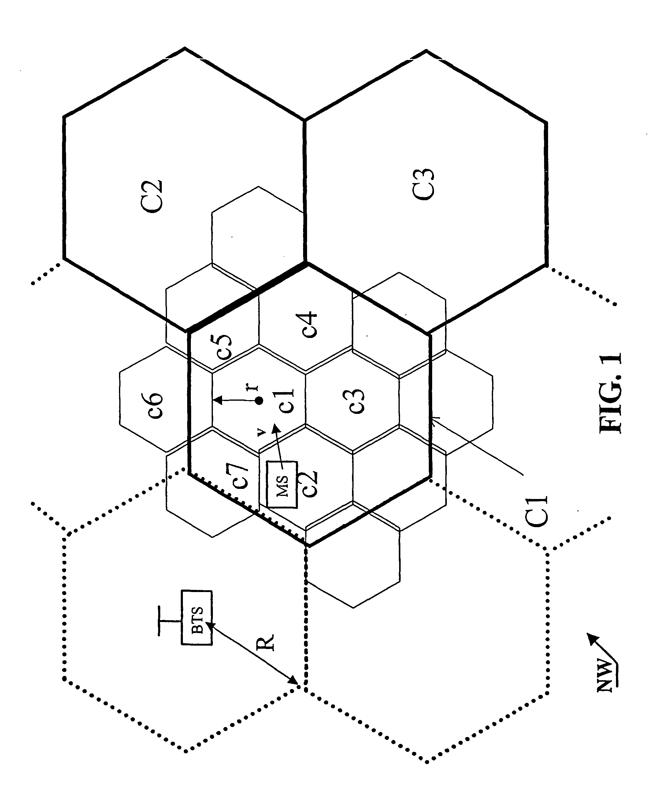 Method of channel allocation for a mobile terminal moving in a cellular communication network