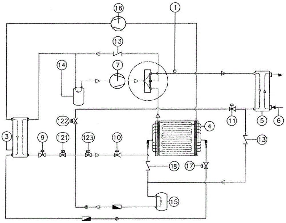 Multistage air source heat pump for producing high temperature hot water