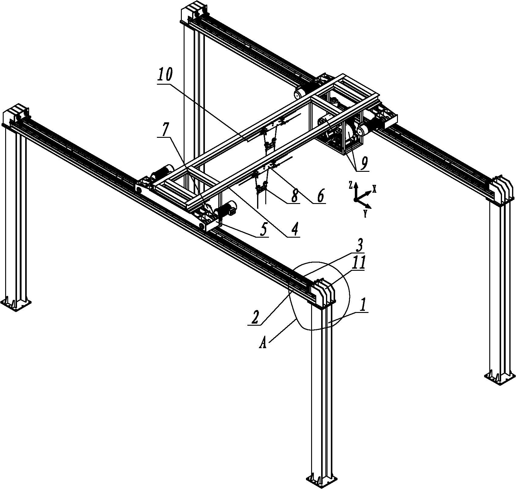 Three-degree-of-freedom program control wire machinery