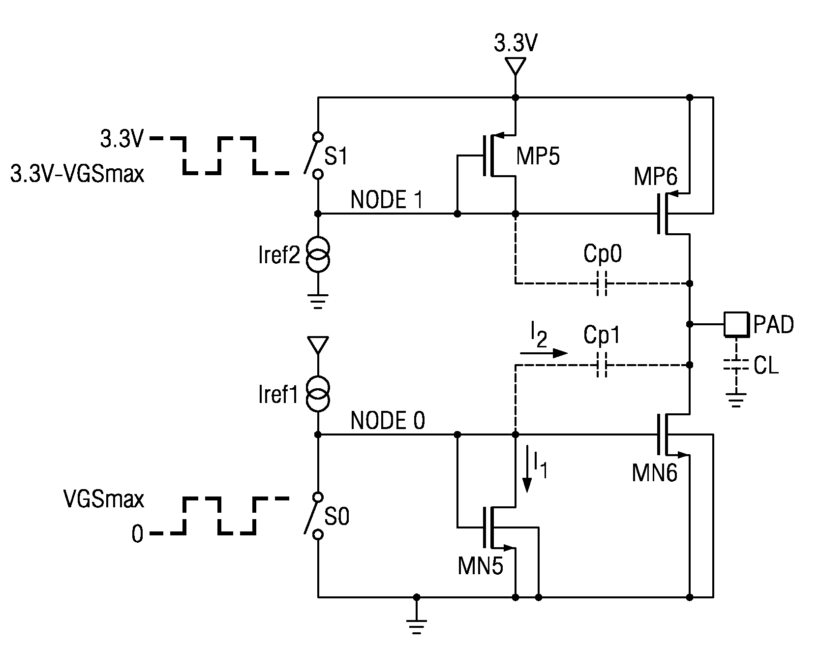 Slew-rate controlled pad driver in digital CMOS process using parasitic device cap