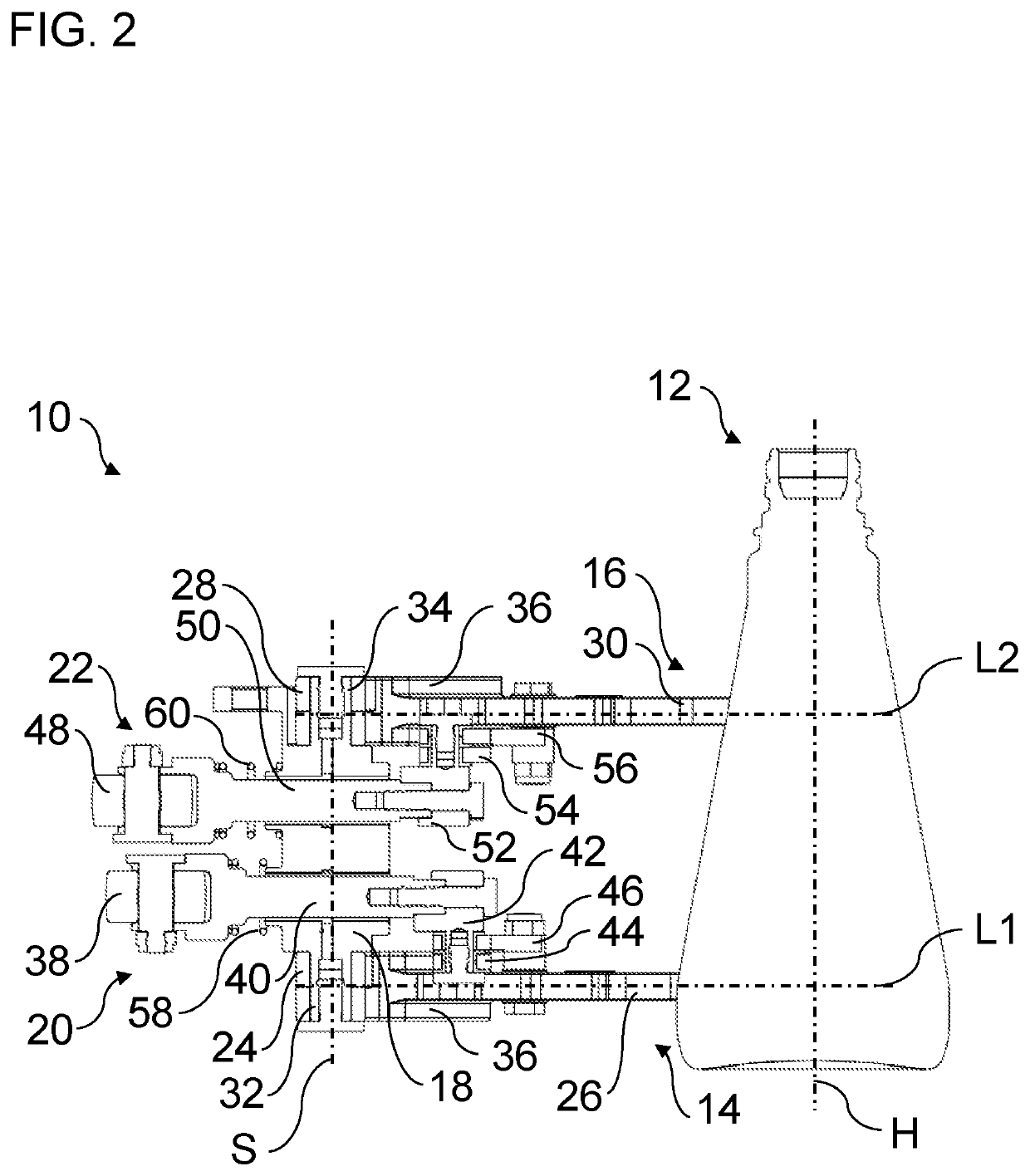 Clamp device and method for transporting a container