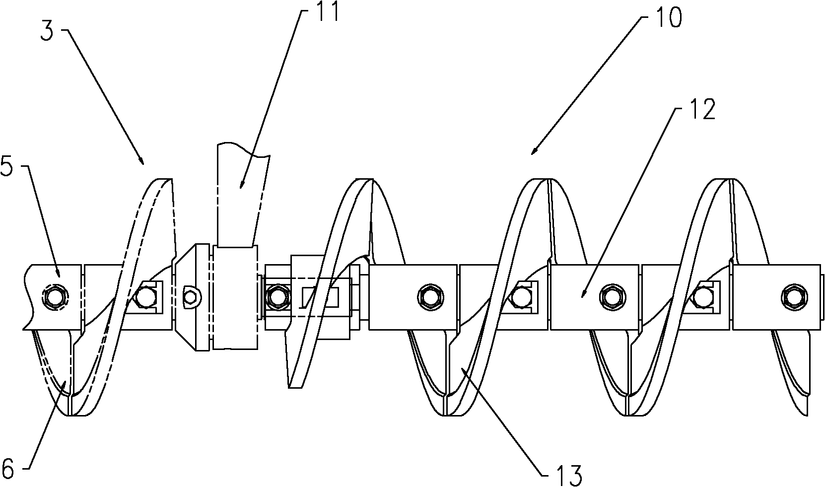 Spiral joints, main joint segment, spiral material division device for paver and paver