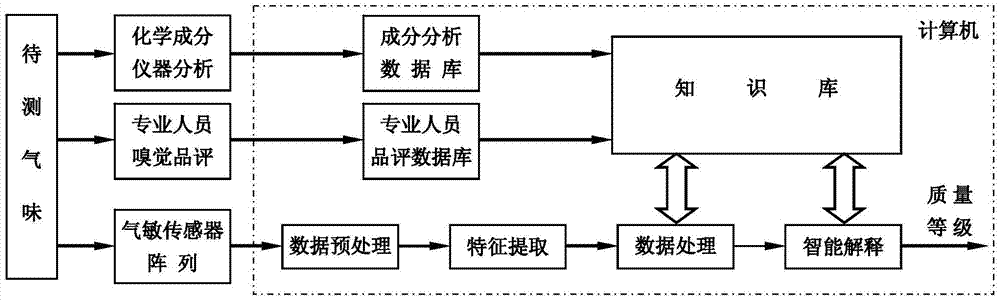 An olfactory simulation instrument and an on-site analysis method for the gas (smell) taste level of specific substances